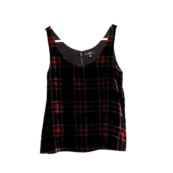 J.CREW Tops - J Crew Sleeveless Blouse Size 2 Tank Top Plaid Velvet Dark Academia Preppy Lined